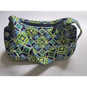 Vera Bradley Hand Bag Purse Green & Blue Floral Print Quilted Accessory‎